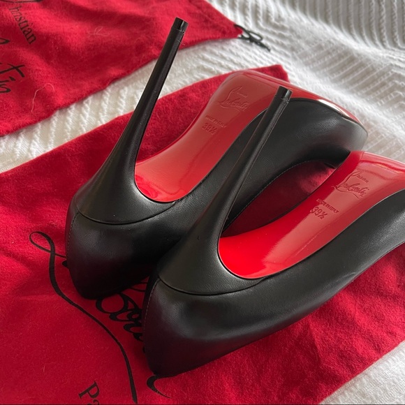 Christian Louboutin Pigalle Follies 100 Black Leather Pu - Picture 7 of 12